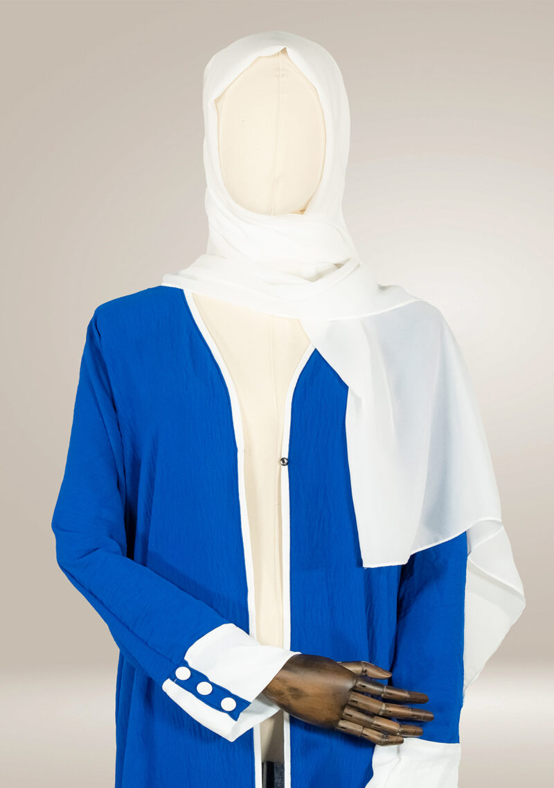 Abaya with White Details on Sleeves