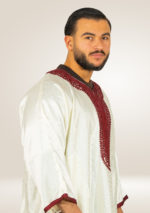 Off-white Moroccan Jalabiya with Embroidery