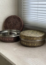 Dattelschale aus Stahl mit Deckel